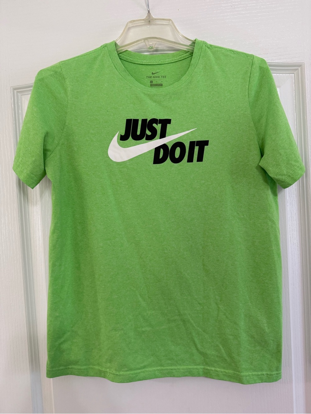 Boys Nike Green 'Just Do It' Crew Neck Tee with White Swoosh